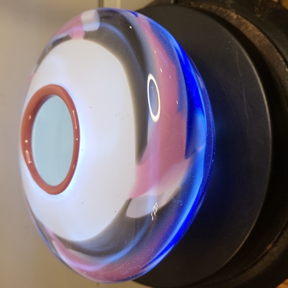 Jody Fine Signed Hand Blown Multicolor Glass Marble Bowl Rare Retired 7.5" - Picture 9 of 9